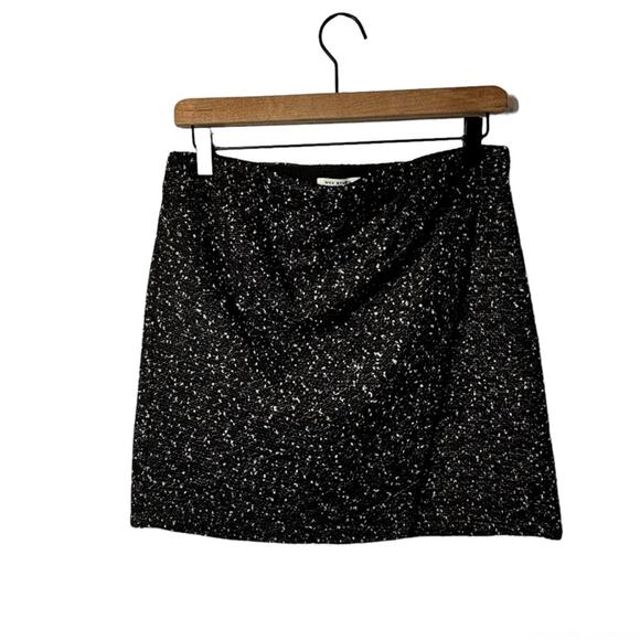 MAX STUDIO WOMEN'S TWEED MINI SKIRT BLACK IVORY SIZE MEDIUM BRAND NEW WITH TAGS - Picture 2 of 8